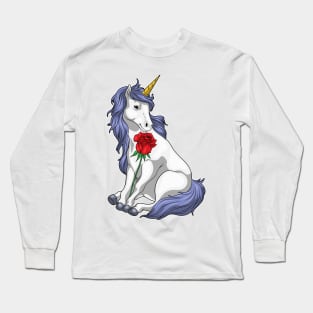 Unicorn Rose Flower Long Sleeve T-Shirt